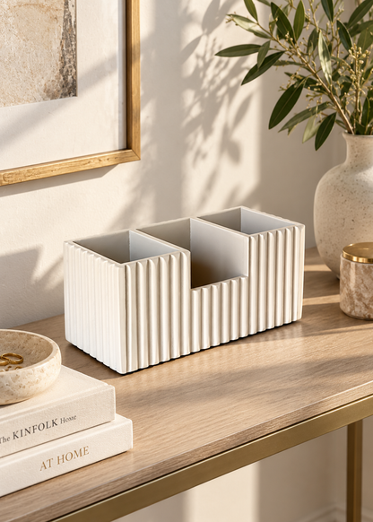 Imperium Fluted Desk Organiser - Beige