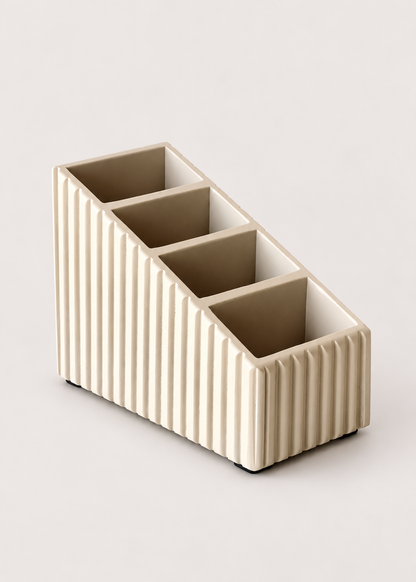 Imperium Fluted Remote Holder 4 Slot - Beige