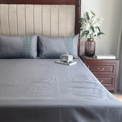 Chevron Dark Grey Bedsheet Set