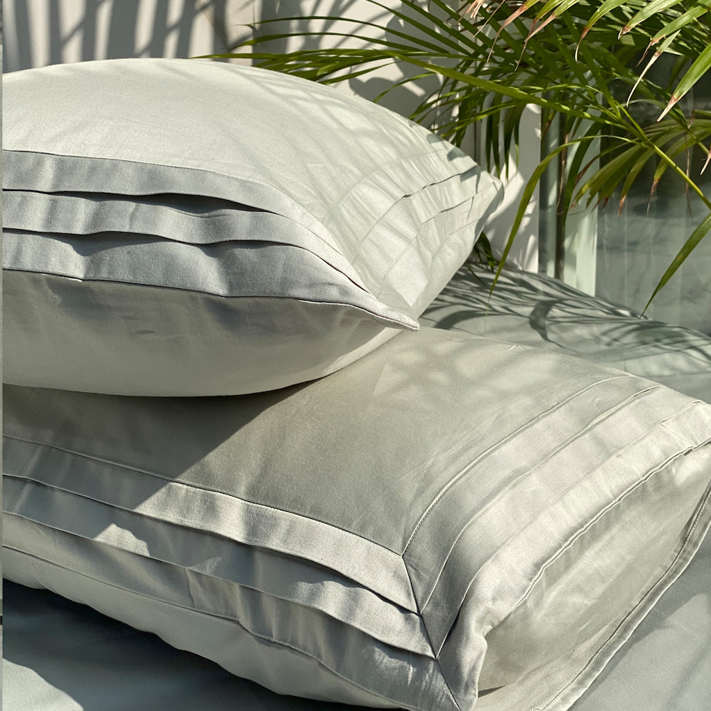 Tri-Pleat Sage Green Bedsheet Set