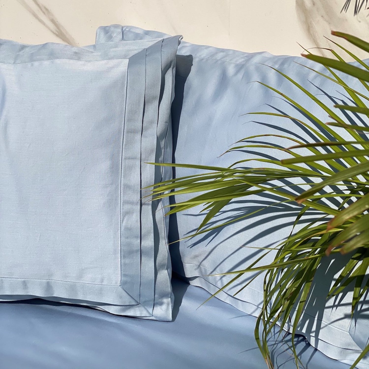 Tri-Pleat Smoke Blue Bedsheet Set