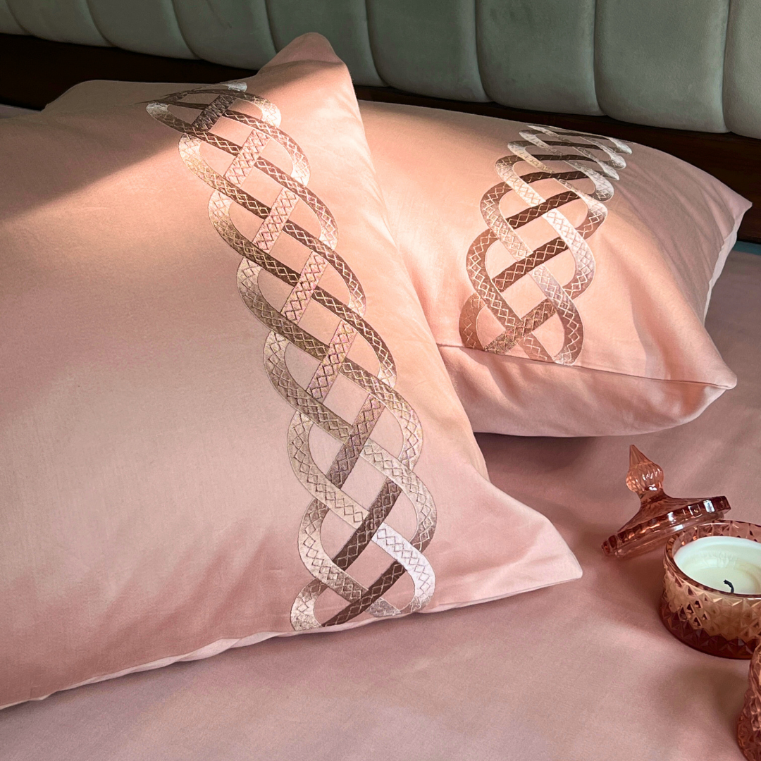 Candace Rose 300TC Cotton Bed Sheet with 2 Embroidered Pillow Covers