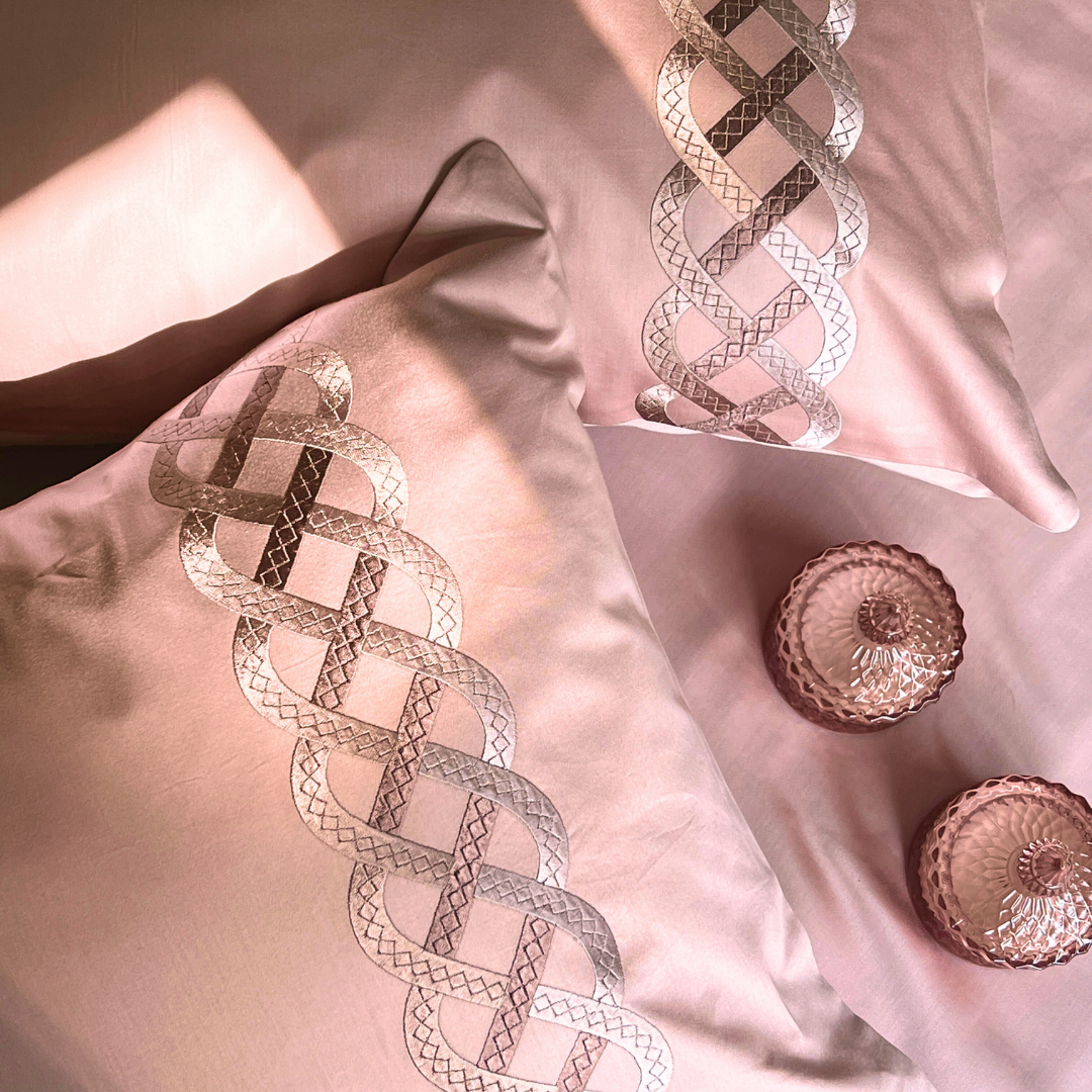 Candace Rose 300TC Cotton Bed Sheet with 2 Embroidered Pillow Covers