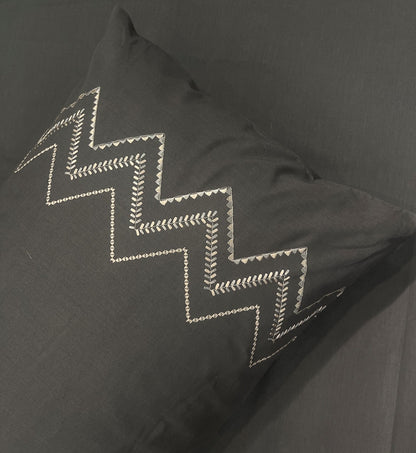 Chevron Dark Grey Cotton Bed Sheet Set