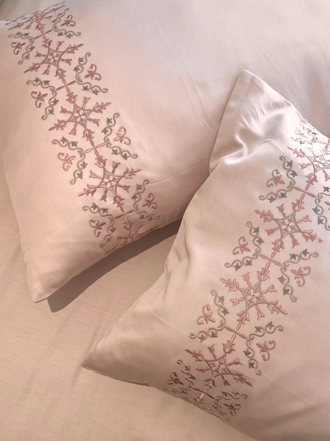 Luna Buff 300TC Cotton Bed Sheet with 2 Embroidered Pillow Covers