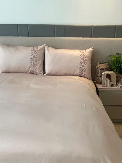 Luna Buff 300TC Cotton Bed Sheet with 2 Embroidered Pillow Covers