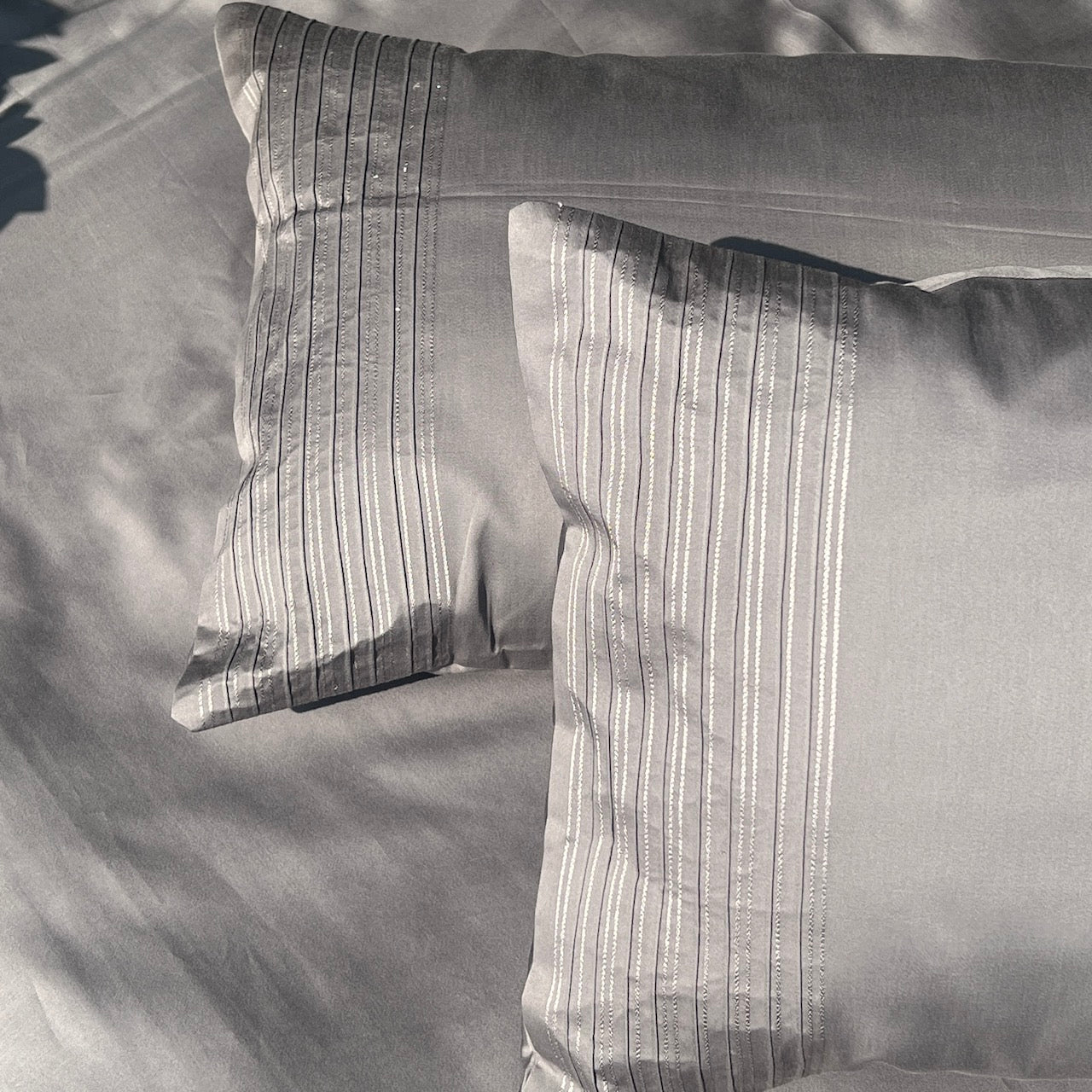 Pinstripe Elephant Grey Bedsheet Set