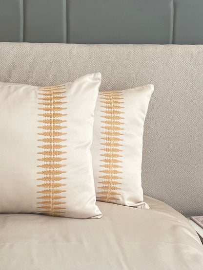 Stella Oats Beige 300TC Cotton Bed Sheet with 2 Embroidered Pillow Covers