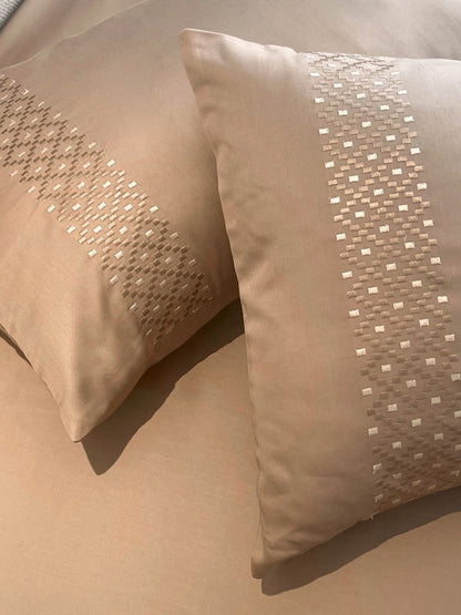 Tessa Mocha 300TC Cotton Bed Sheet with 2 Embroidered Pillow Covers