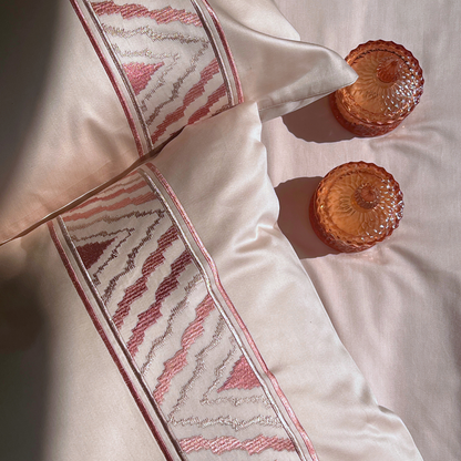 Zurich Buff 300TC Cotton Bed Sheet with 2 Embroidered Pillow Covers