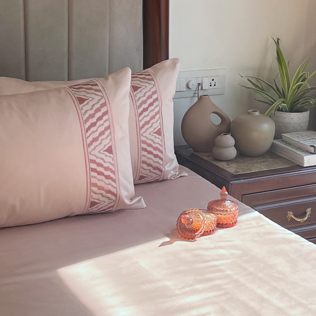 Zurich Buff 300TC Cotton Bed Sheet with 2 Embroidered Pillow Covers