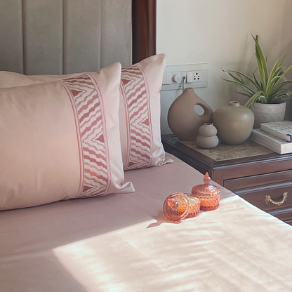Zurich Buff 300TC Cotton Bed Sheet with 2 Embroidered Pillow Covers