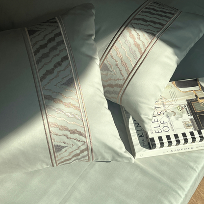 Zurich Sage Green 300TC Cotton Bed Sheet with 2 Embroidered Pillow Covers