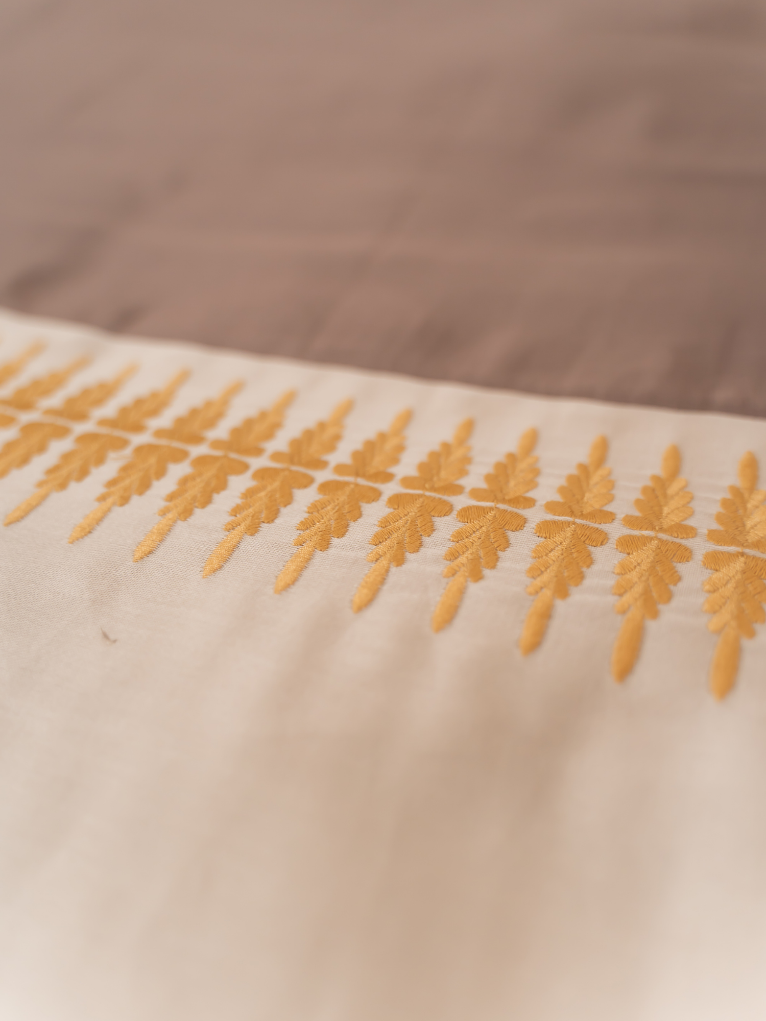 Stella Beige Cotton Embroidered Duvet Cover