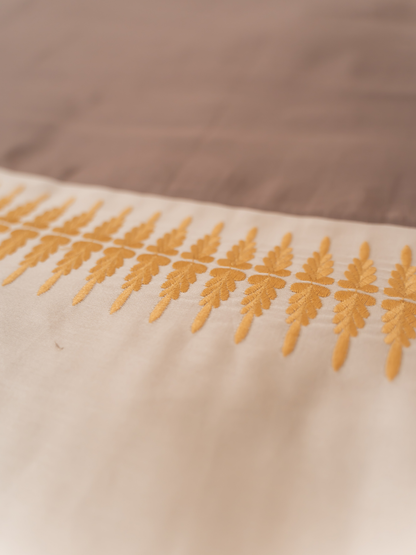 Stella Beige Cotton Embroidered Duvet Cover