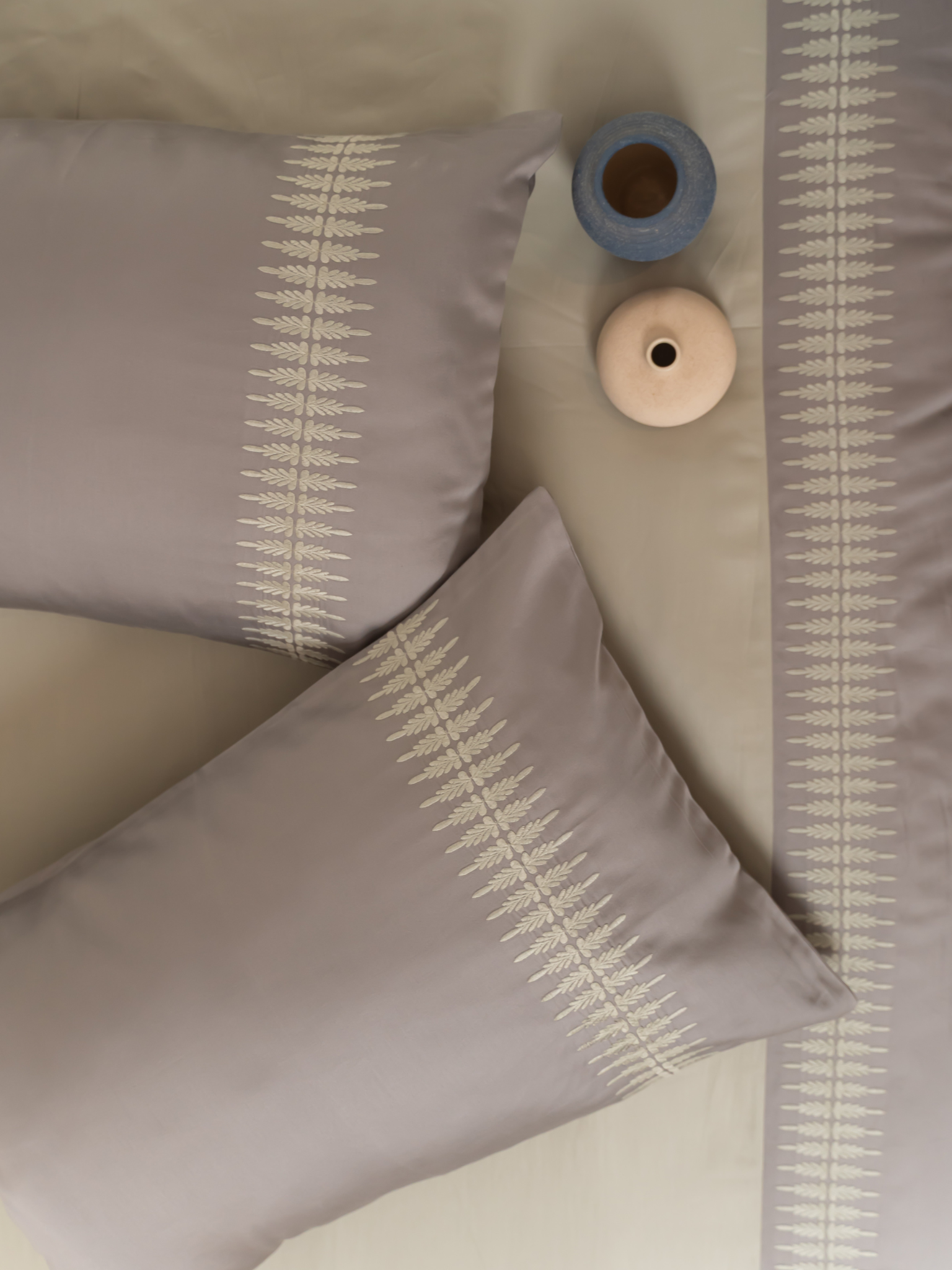 Stella Green Cotton Embroidered Duvet Cover