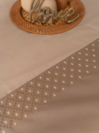 Tessa Beige Cotton Embroidered Duvet Cover