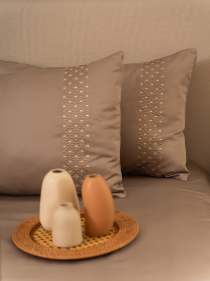 Tessa Beige Cotton Embroidered Duvet Cover