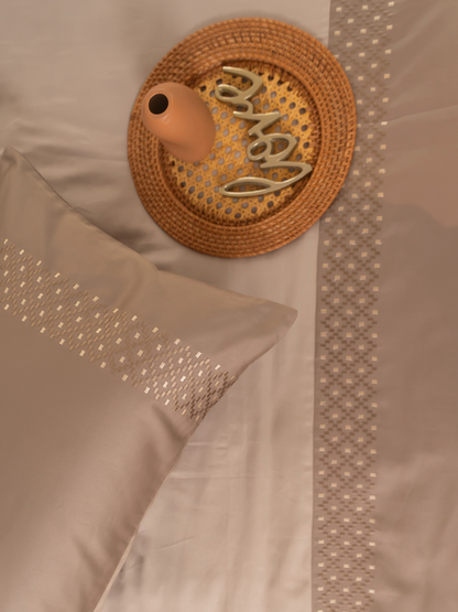 Tessa Mocha Cotton Embroidered Duvet Cover With Bedsheet And 2 Pillow Covers