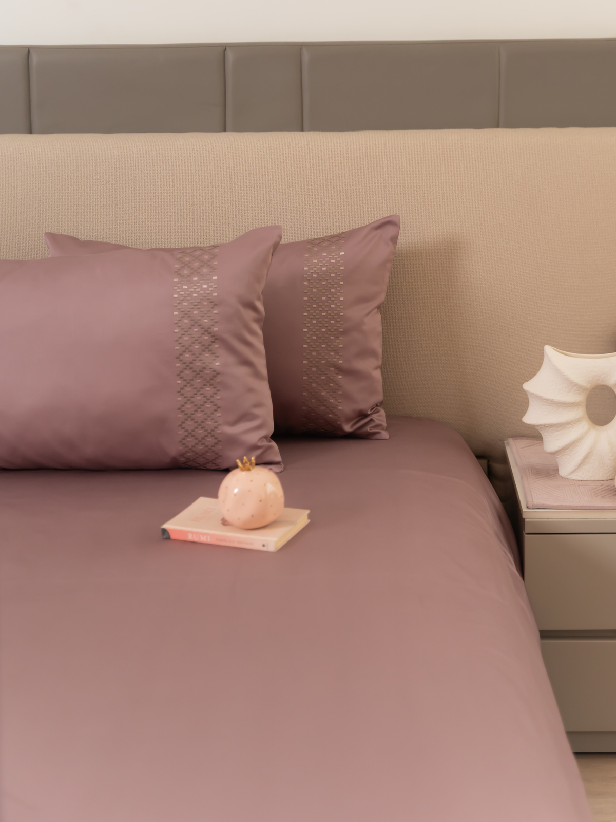Tessa Grey Cotton Embroidered Duvet Cover with Bedsheet and 2 Pillow Covers