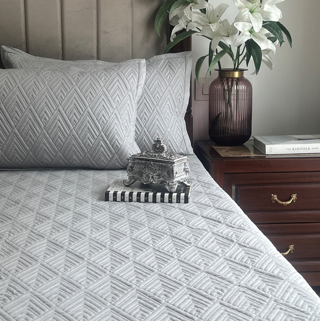 Vogue Sandstone Grey Cotton Reversible Bedspread