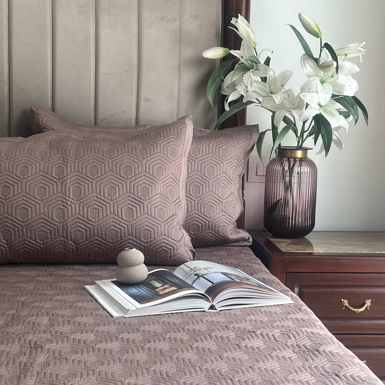 Zephyr Taupe Cotton Reversible Bedspread