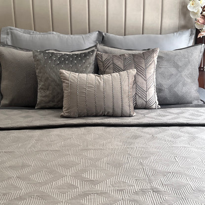 Maze Dark Grey Velvet Bedspread