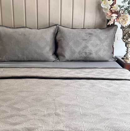 Maze Dark Grey Velvet Bedspread