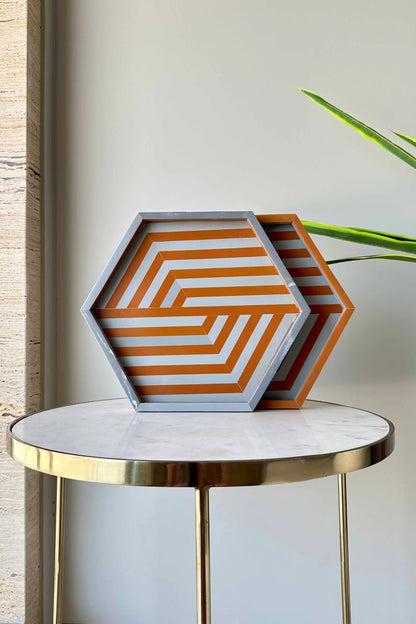 Hexagon Resin Tray - Orange