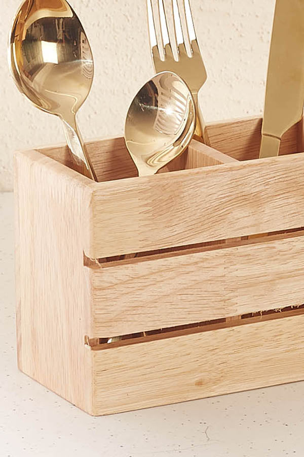 Natural Wood Cutlery Holder