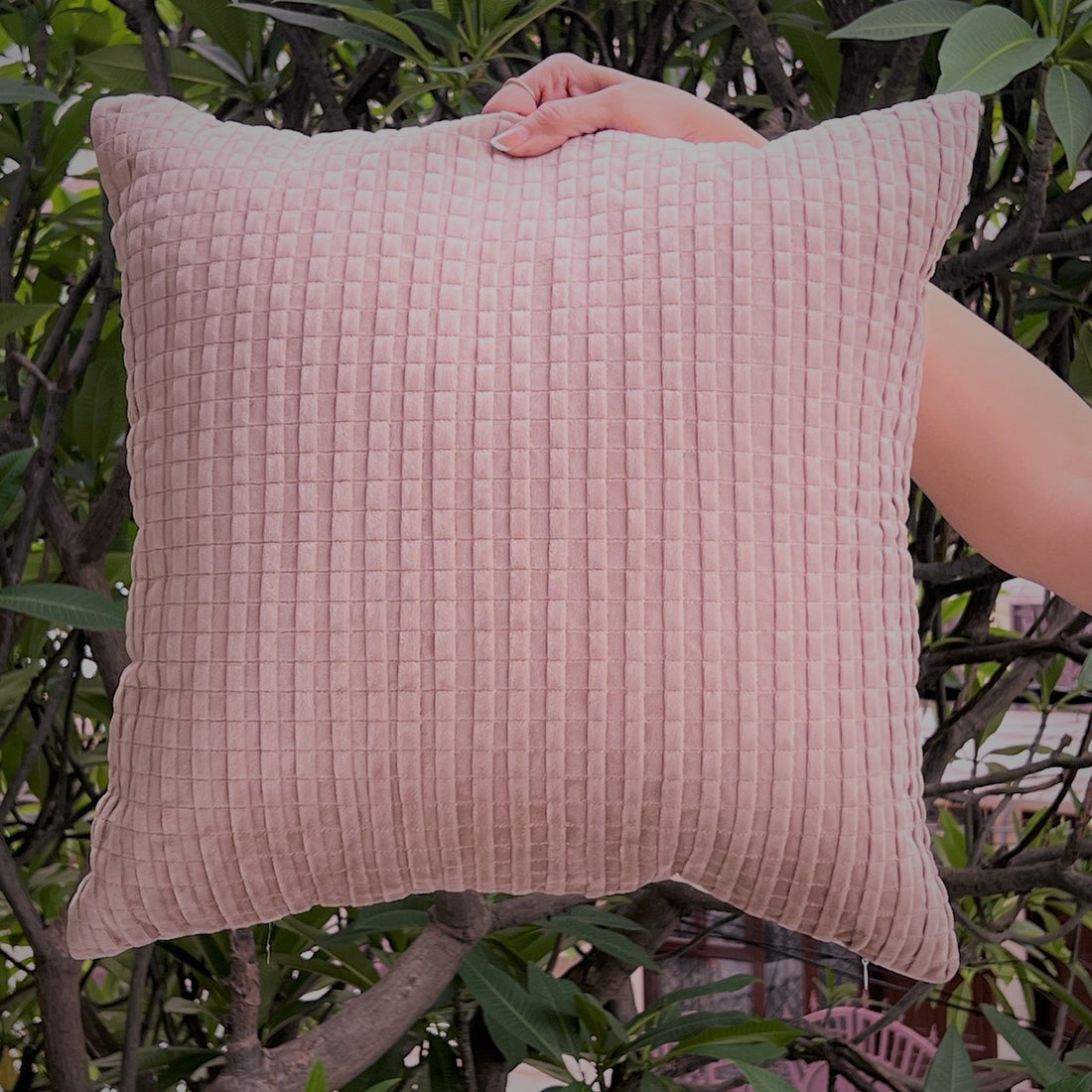 Bello Onion Pink Velvet Cushion Cover