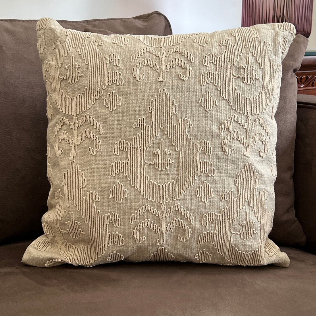 Grace Beige Cotton Cushion Cover