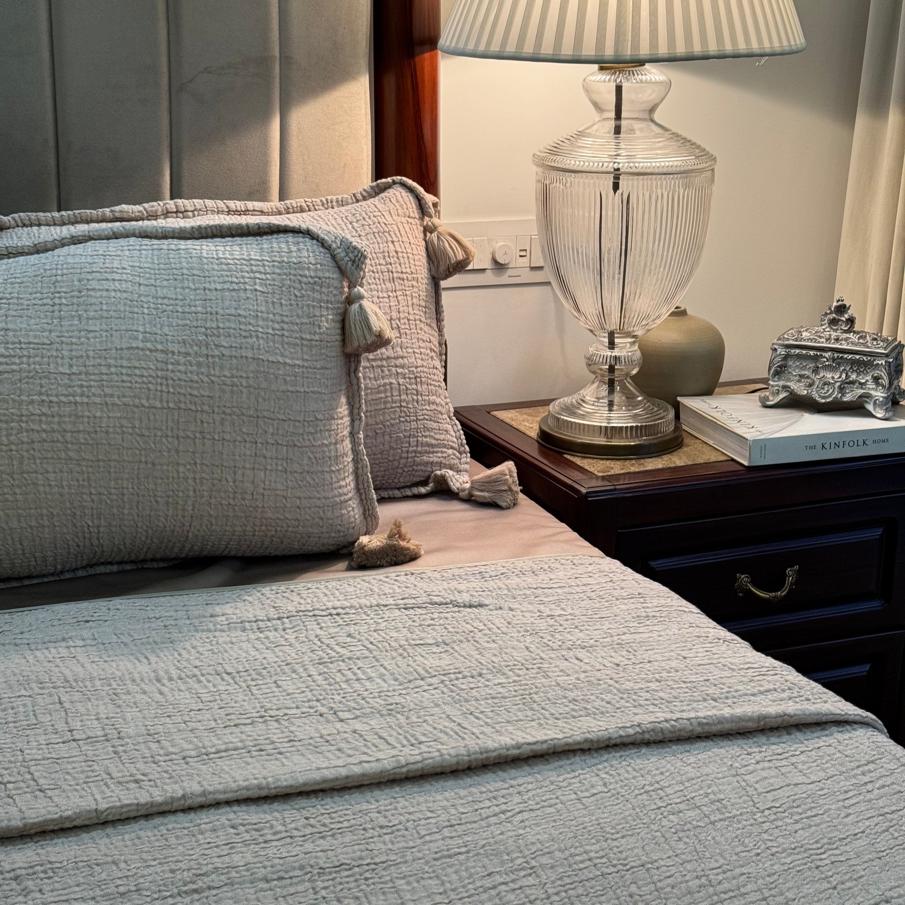 Meraki Beige Woven Bedspread Set