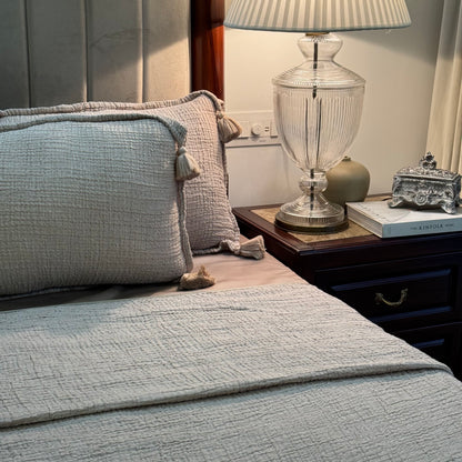 Meraki Beige Woven Bedspread Set