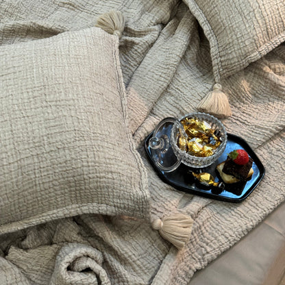 Meraki Beige Woven Bedspread Set