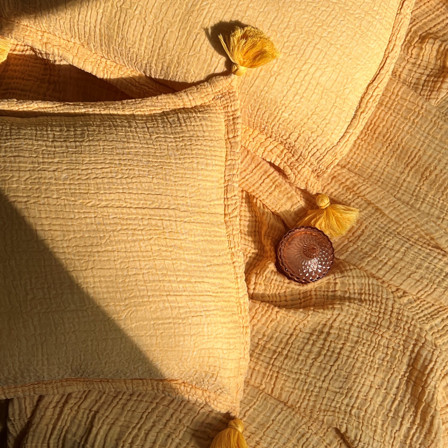 Meraki ButterCup Yellow Woven Bedspread Set