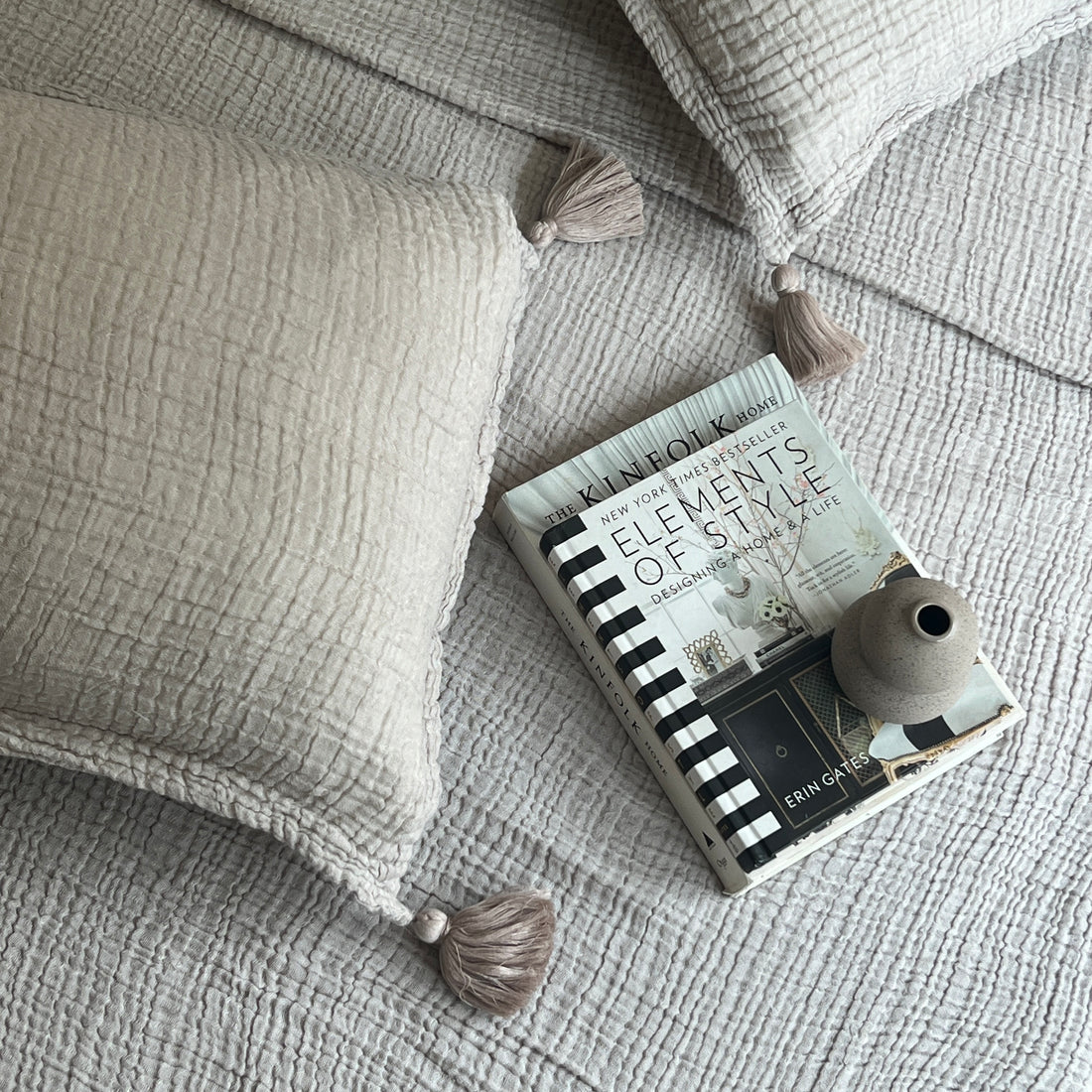 Meraki Greige Woven Bedspread Set