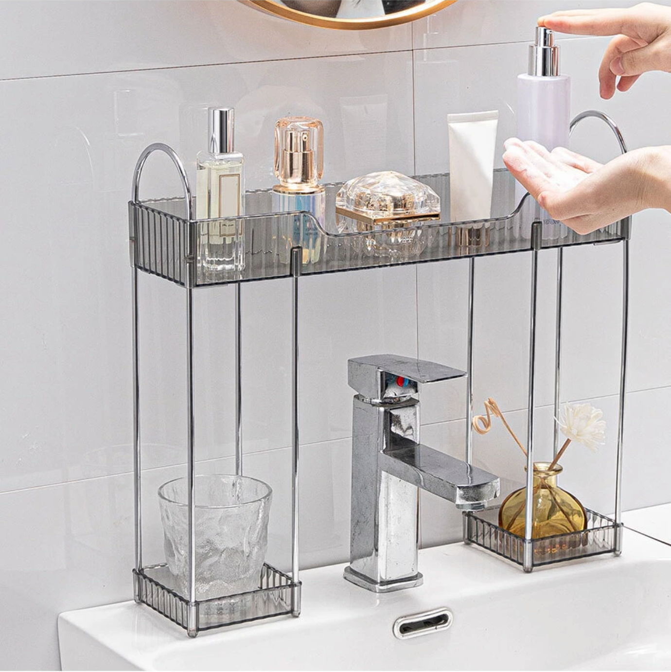 Washbasin Storage Rack - Grey