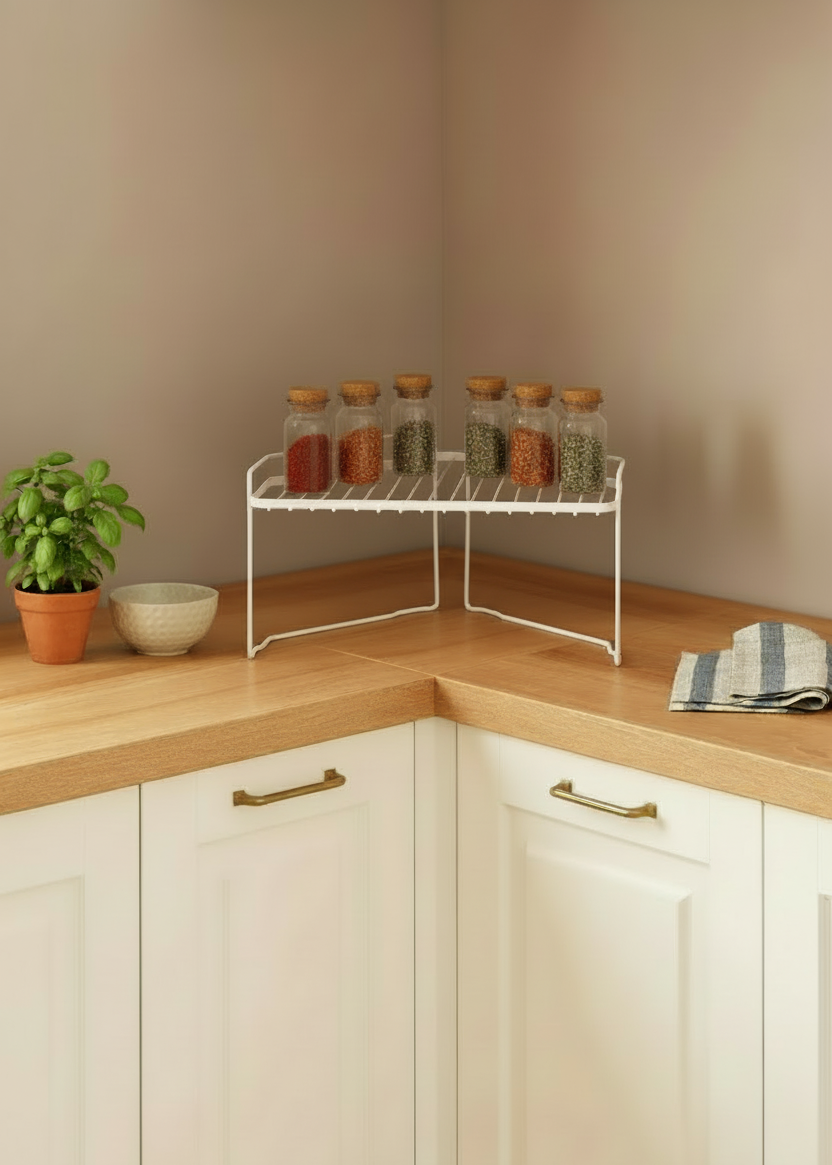 Kitchen Corner Rack - White