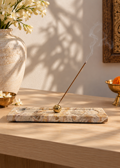 Galaxy Marble Incense Holder - Beige