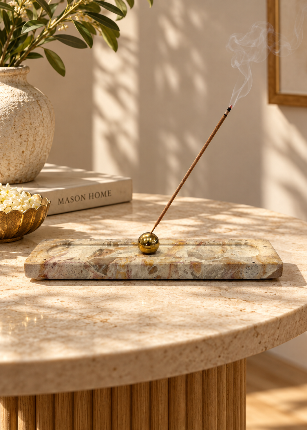Galaxy Marble Incense Holder - Beige