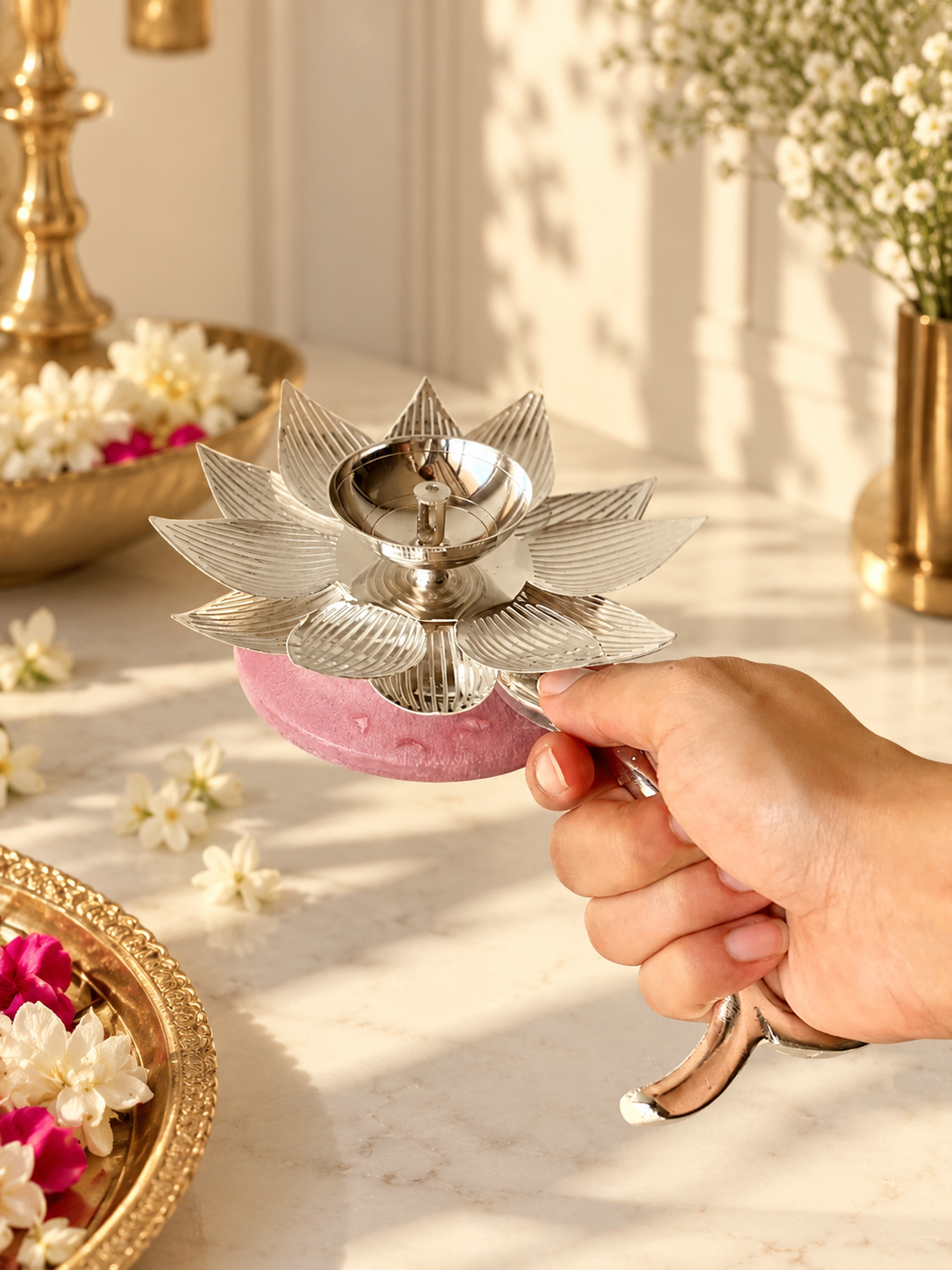 Padma Silver Diya Gift Set