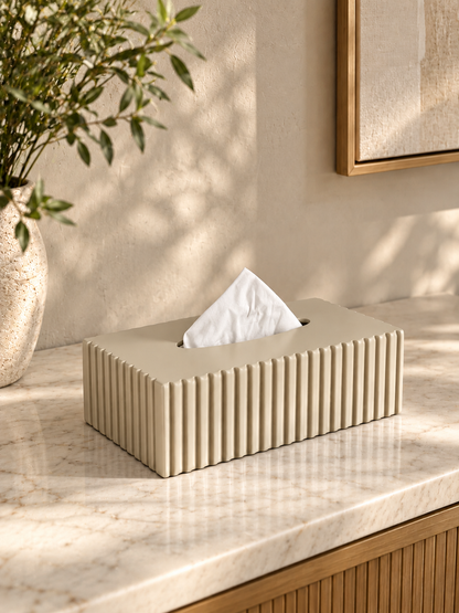 Imperium Fluted Tissue Box - Beige