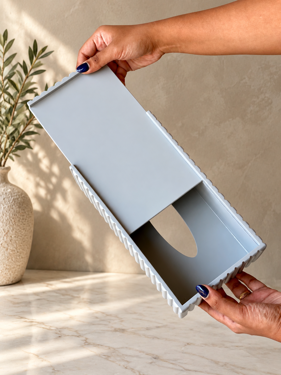 Imperium Fluted Tissue Box - Grey