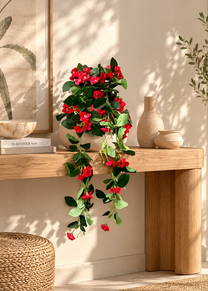 Artificial Trailing Rose Vine Plant - Red