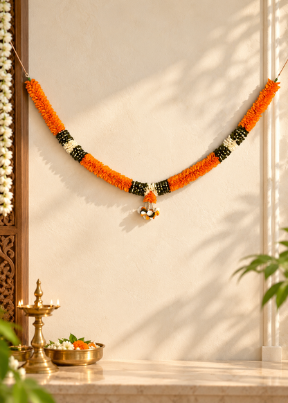 Festive Shubh Pushp Haar - Orange