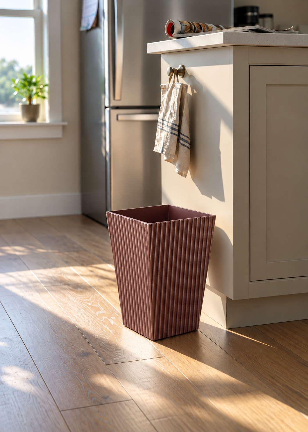 Imperium Fluted Dustbin - Walnut