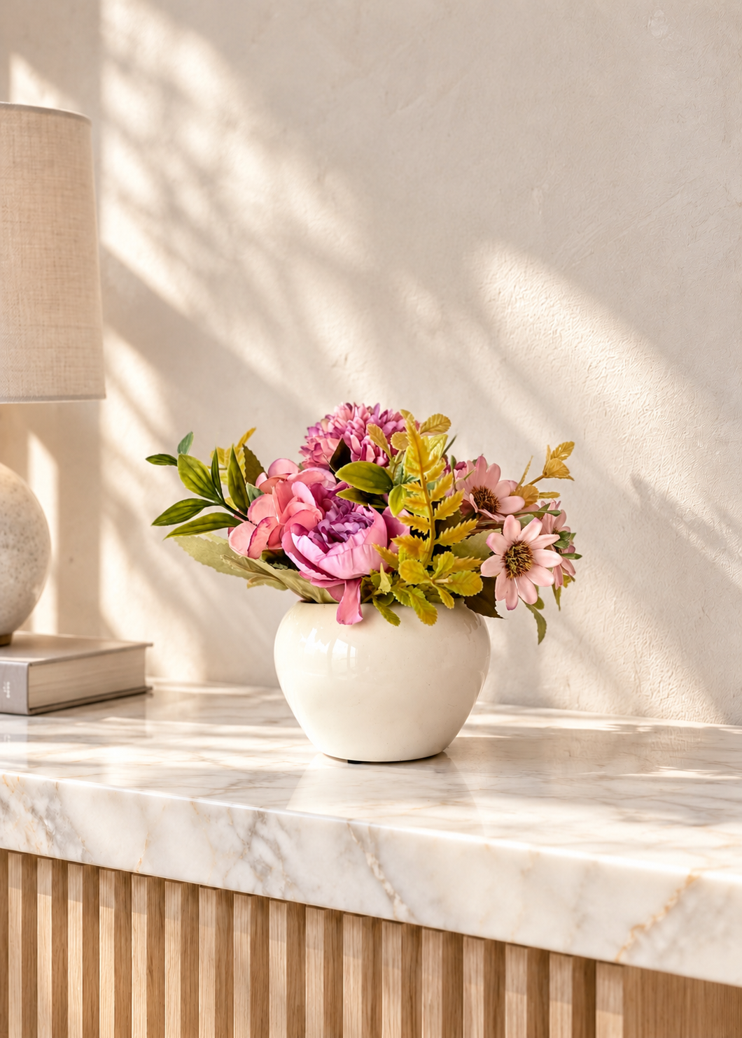 Artificial Rose Bunch with Vase
