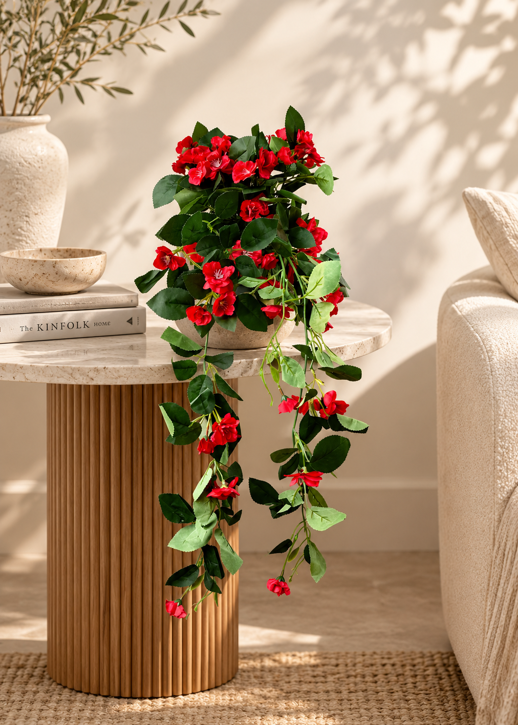 Artificial Trailing Rose Vine Plant - Red