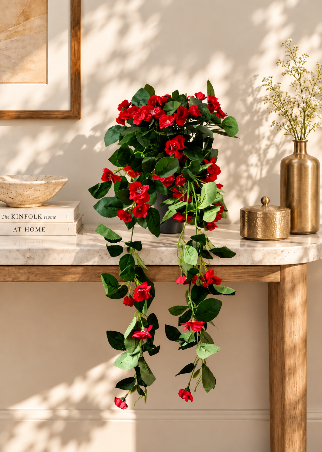 Artificial Trailing Rose Vine Plant - Red